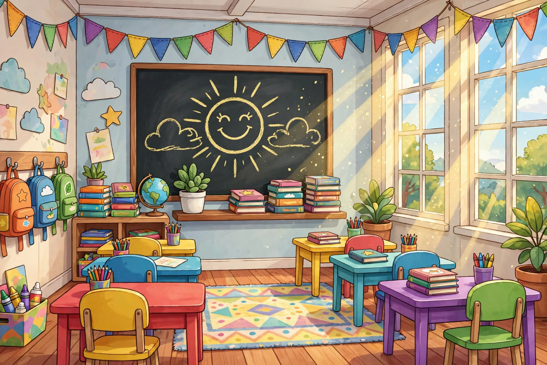 Bright cheerful classroom