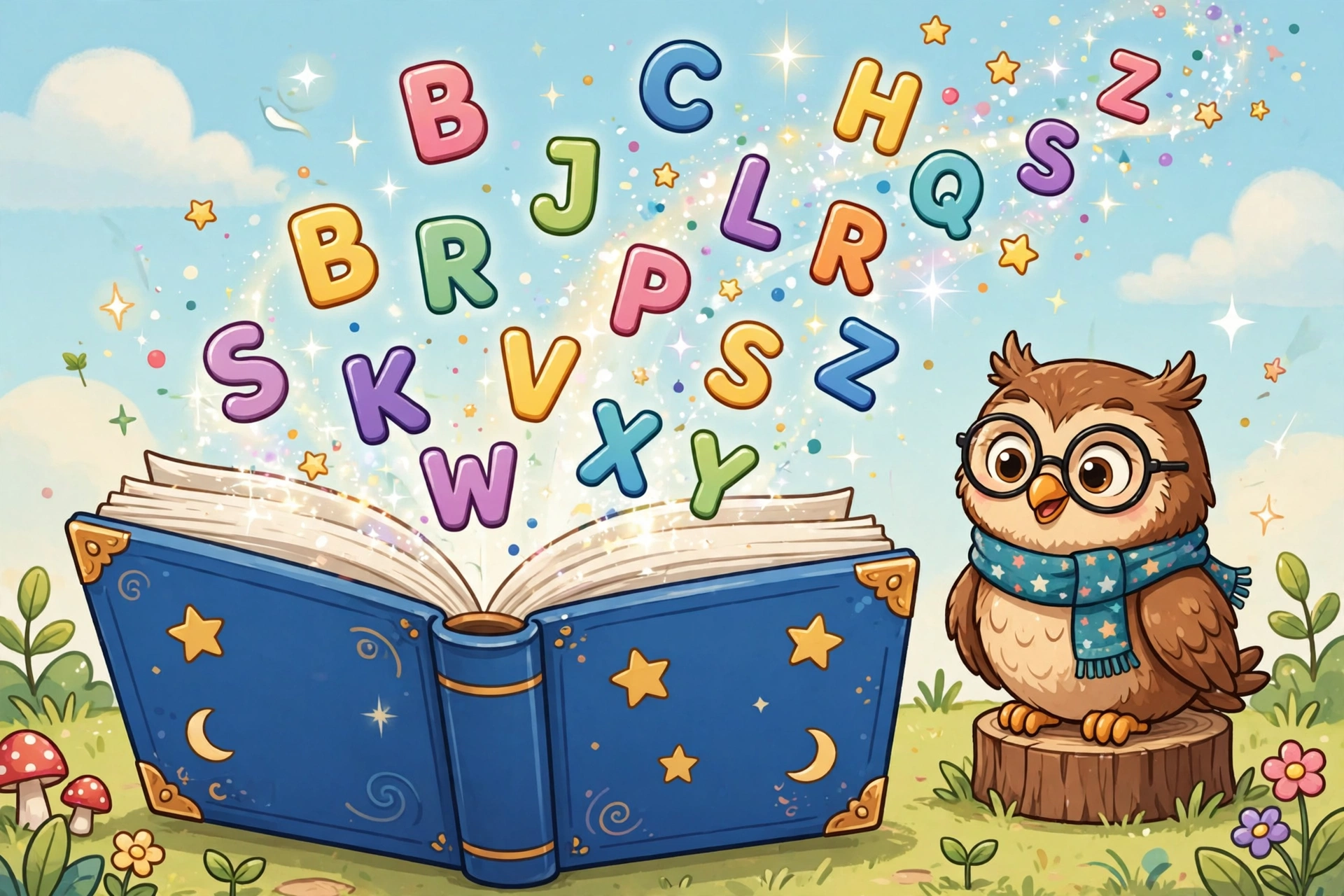 Magic storybook with alphabet letters